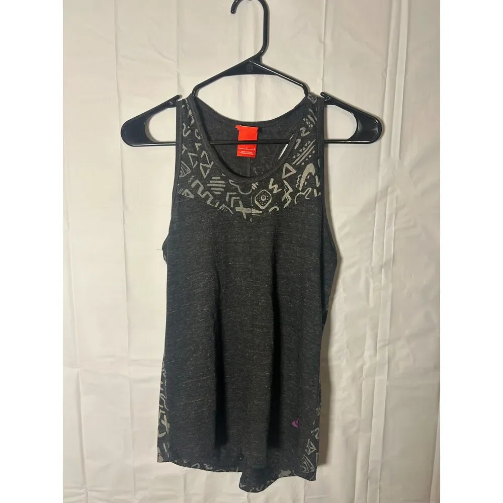 Nike Kids Large Heather Charcoal Gray Graphic Athletic Racerback Tank Top